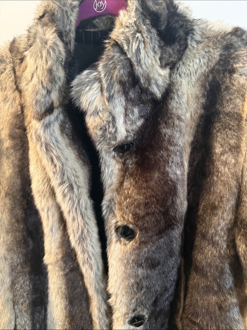 Pamela McCoy Brown Plush Faux Fur Long Coat - Picture 5 of 6